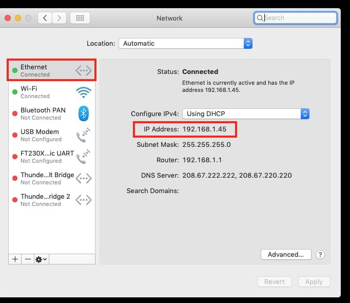 how to find IP address in MAC
