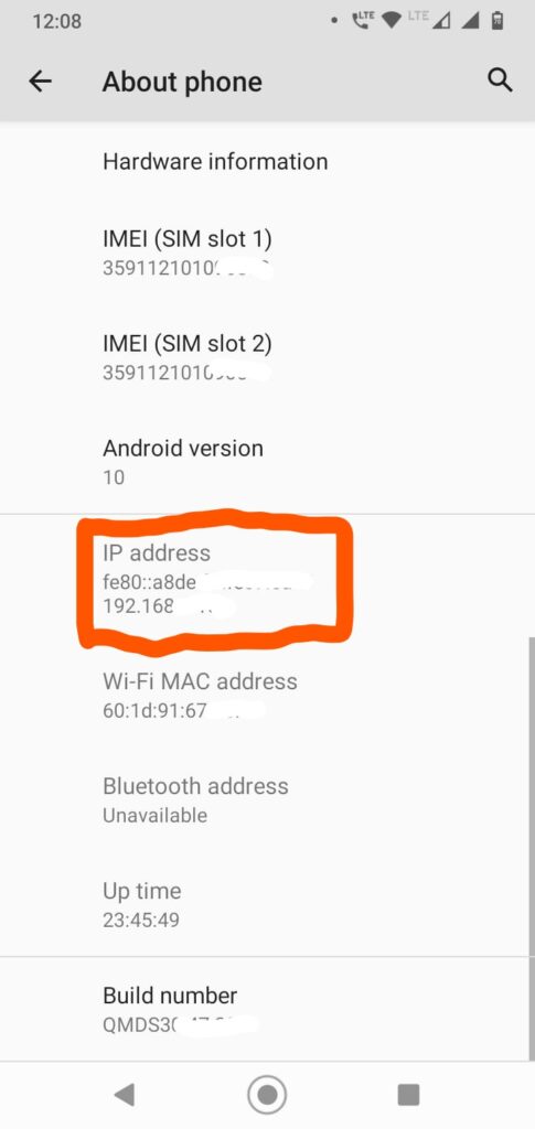 how to find IP address in android
