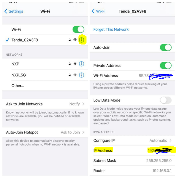 how to find IP address in Iphone